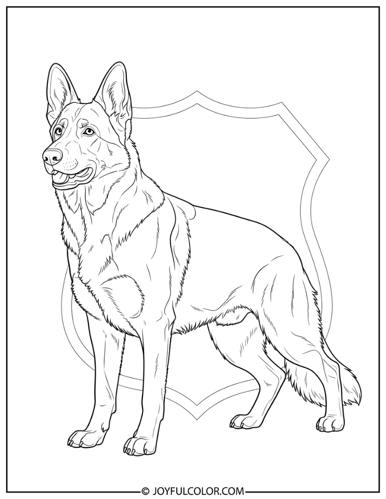 German Shepherd Police Dog Coloring Page