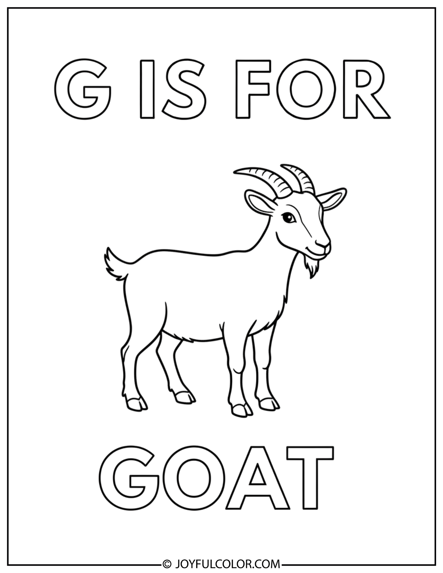Goat & Grapes Letter G Coloring Page
