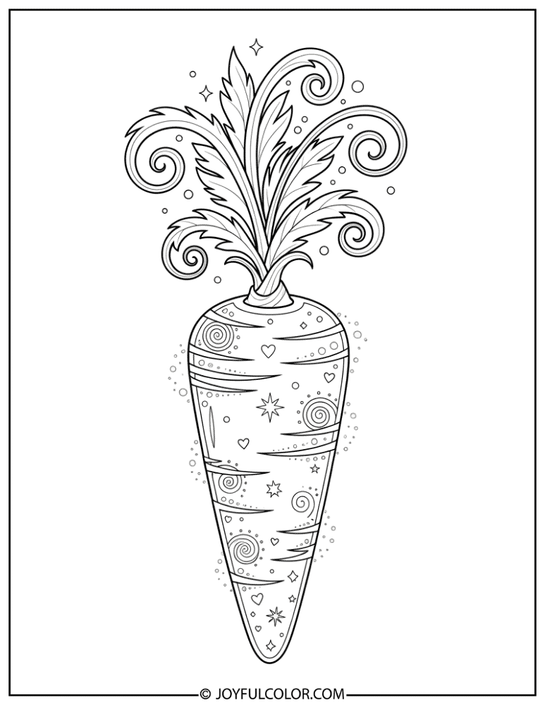 Golden Enchanted Carrot Coloring Page
