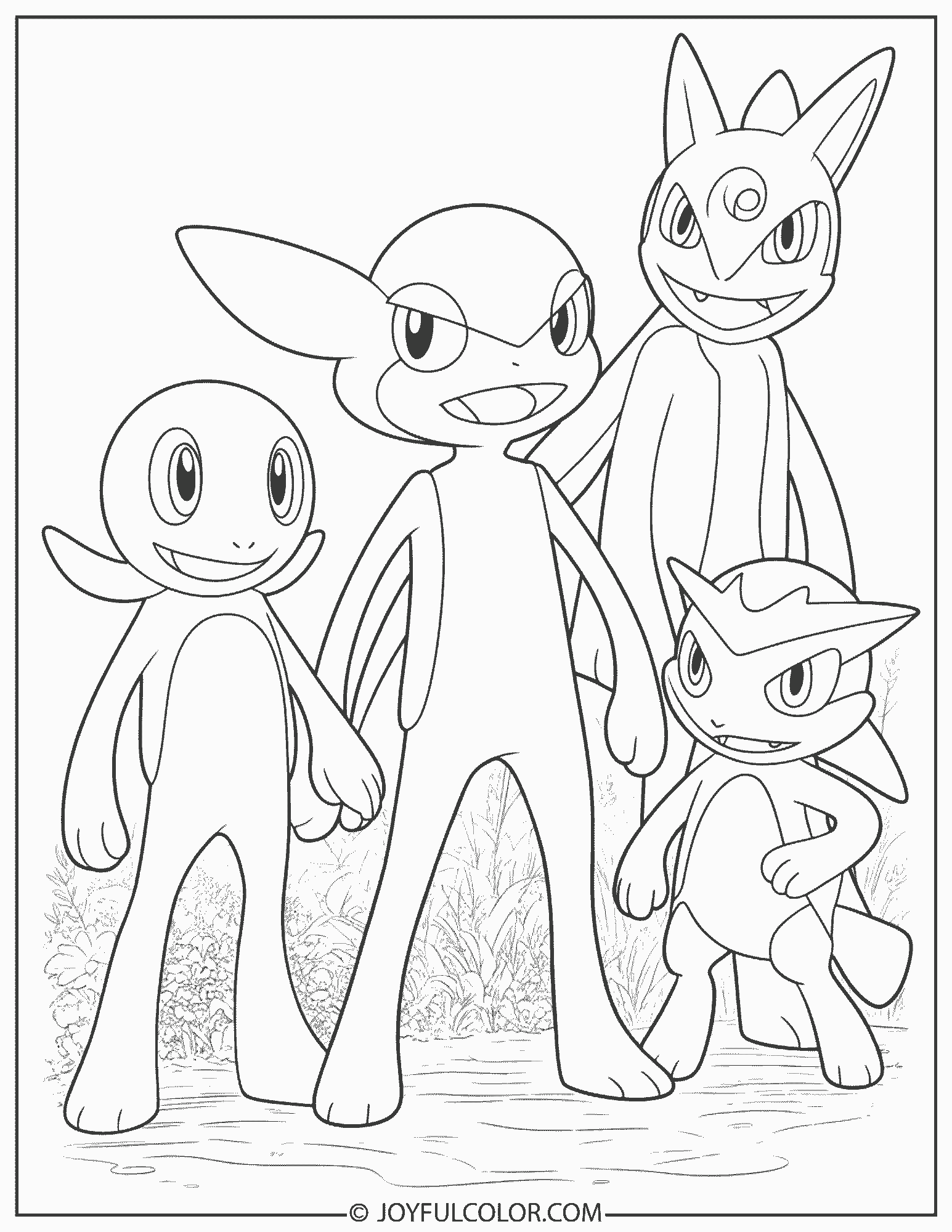 Greninja Evolution Line Coloring Page