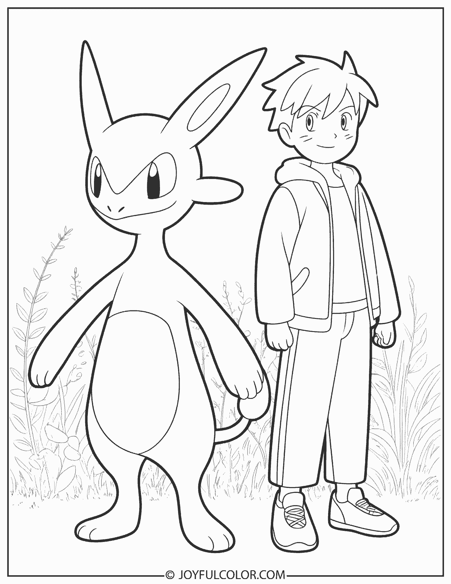 Greninja Trainer Coloring Page