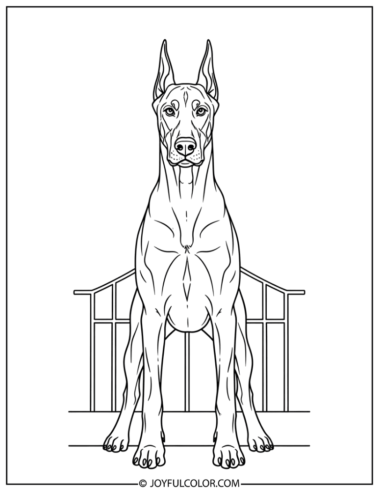 Guard Doberman Coloring Page
