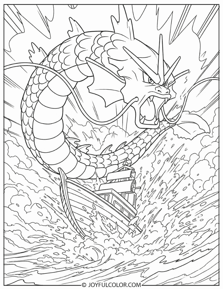 Gyarados Attacking Coloring Page