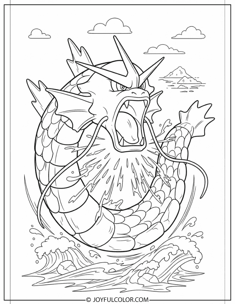 Gyarados Fierce Coloring Page