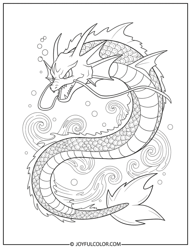 Gyarados Intricate Scales Coloring Page