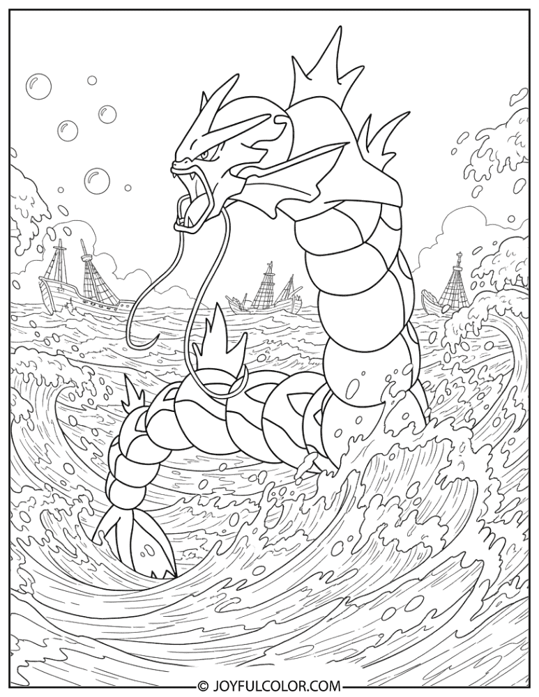Gyarados Rampage Coloring Page