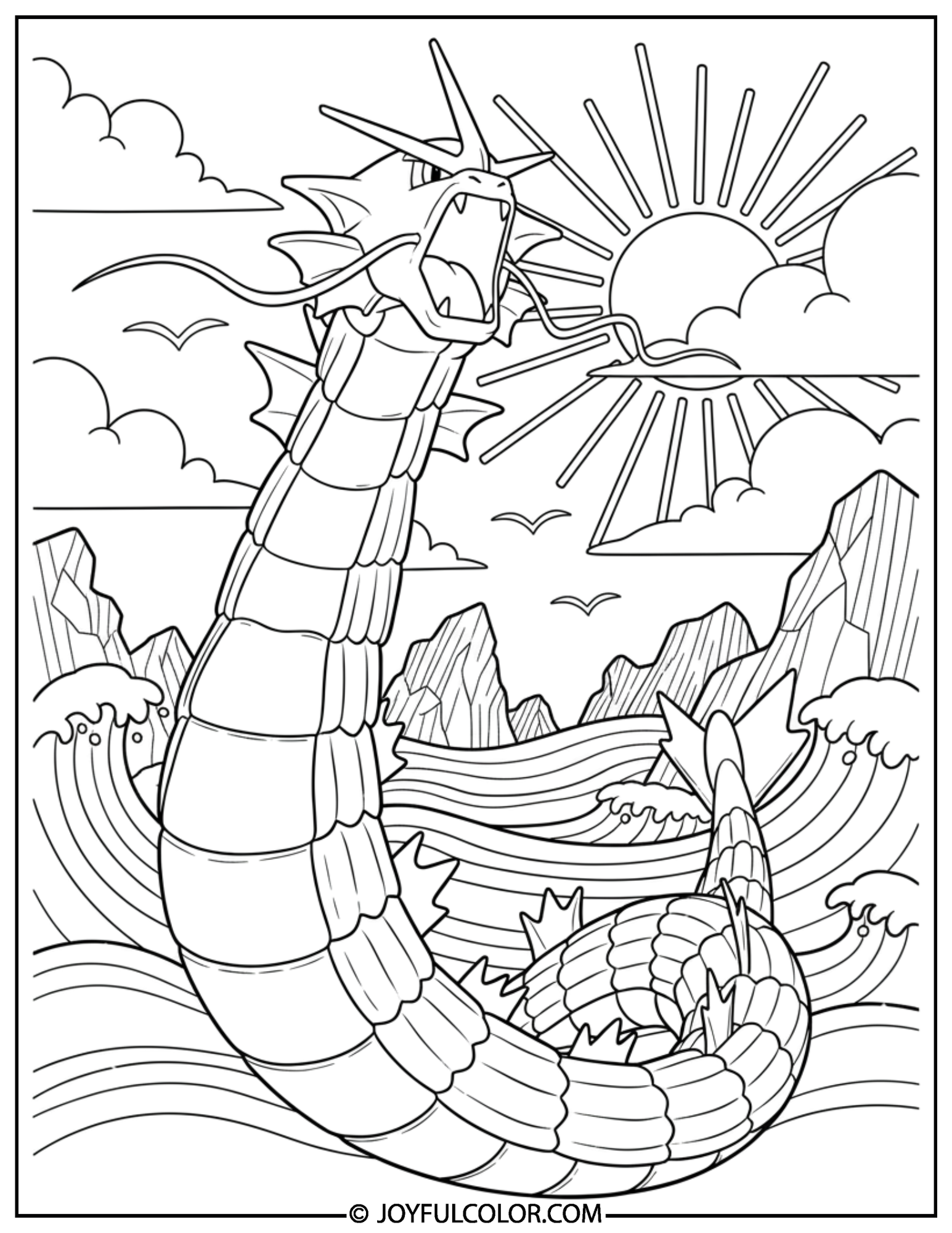 Gyarados Rising Coloring Page