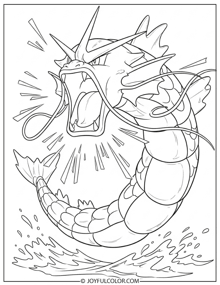 Gyarados Roaring Coloring Page