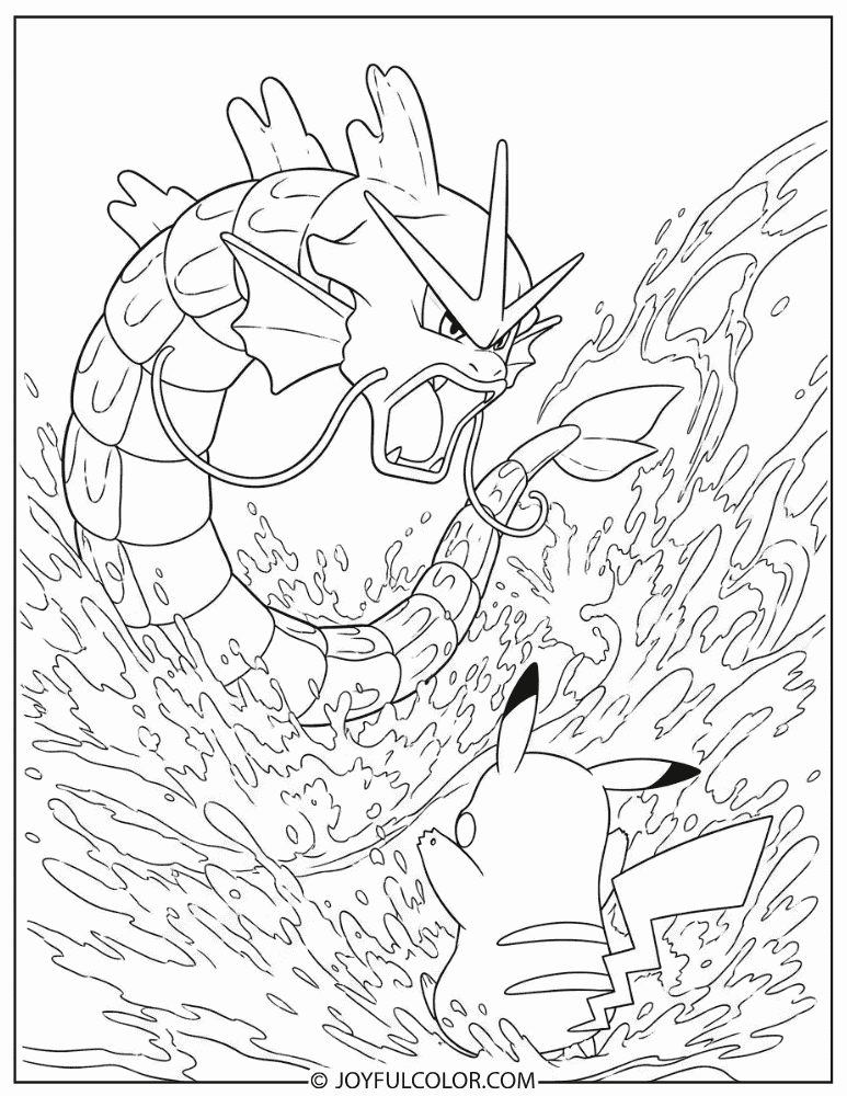 Gyarados Thrashing Coloring Page