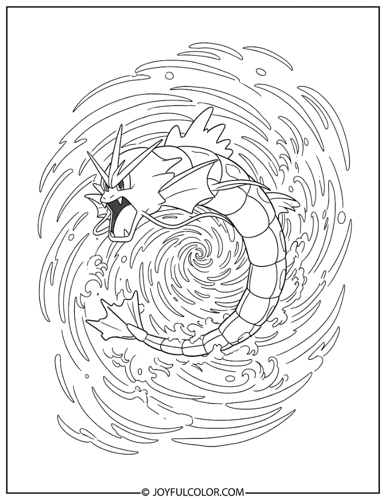 Gyarados Typhoon Coloring Page