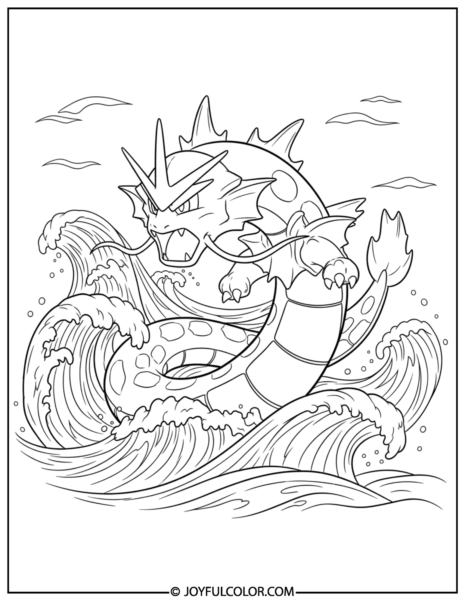 Gyarados Waves Coloring Page