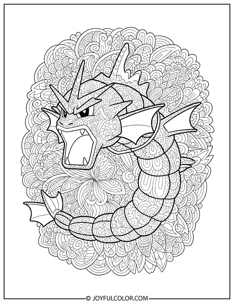 Gyarados Zentangle Coloring Page