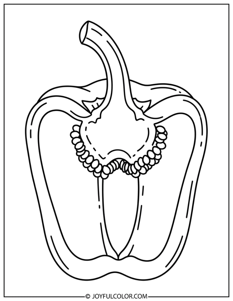 Half-Cut Bell Pepper Coloring Page