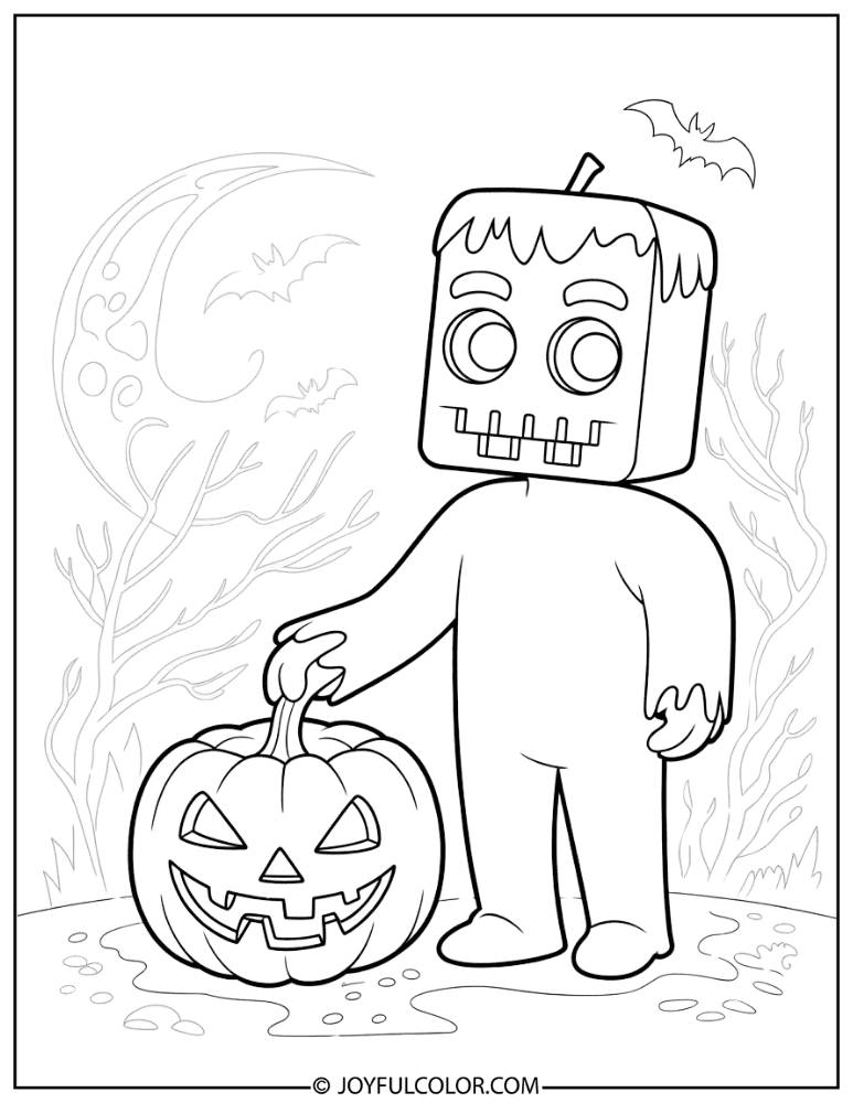Halloween Creeper with Jack-o-Lantern Coloring Page
