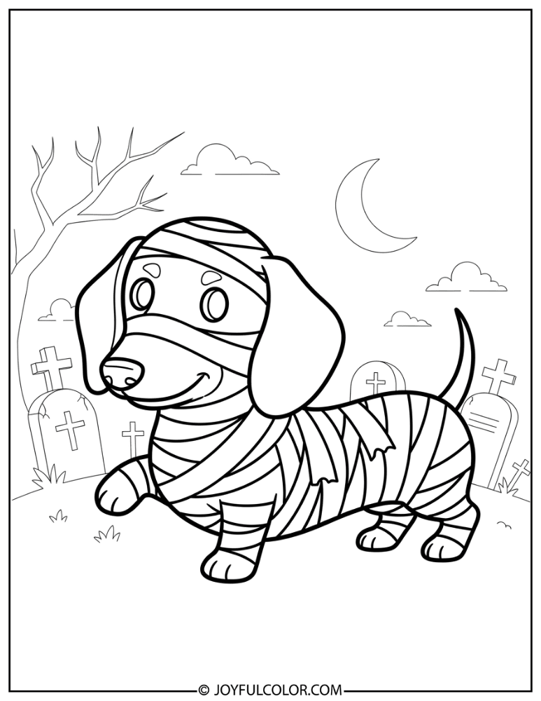 Halloween Dachshund Costume Coloring Page