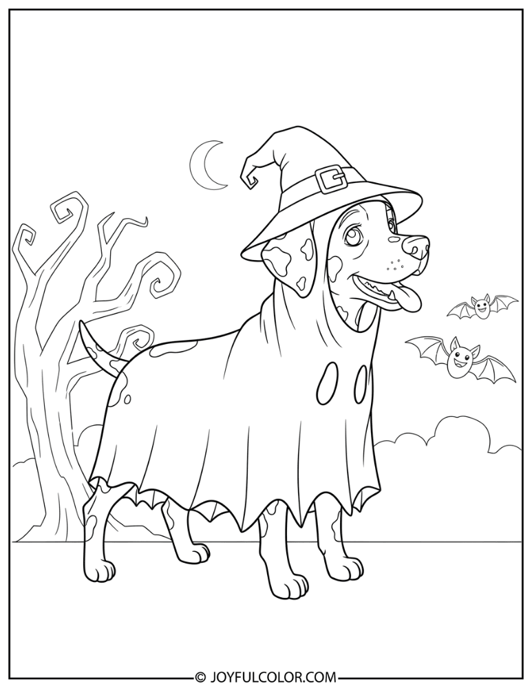 Halloween Dalmatian Costume Coloring Page