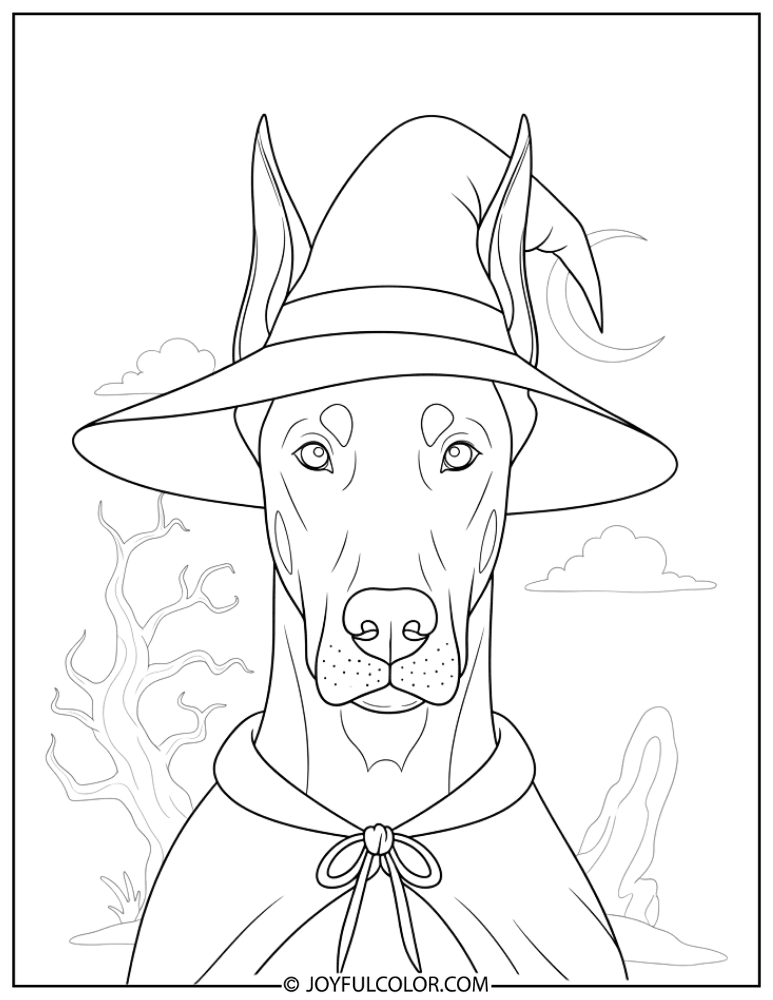 Halloween Doberman Costume Coloring Page