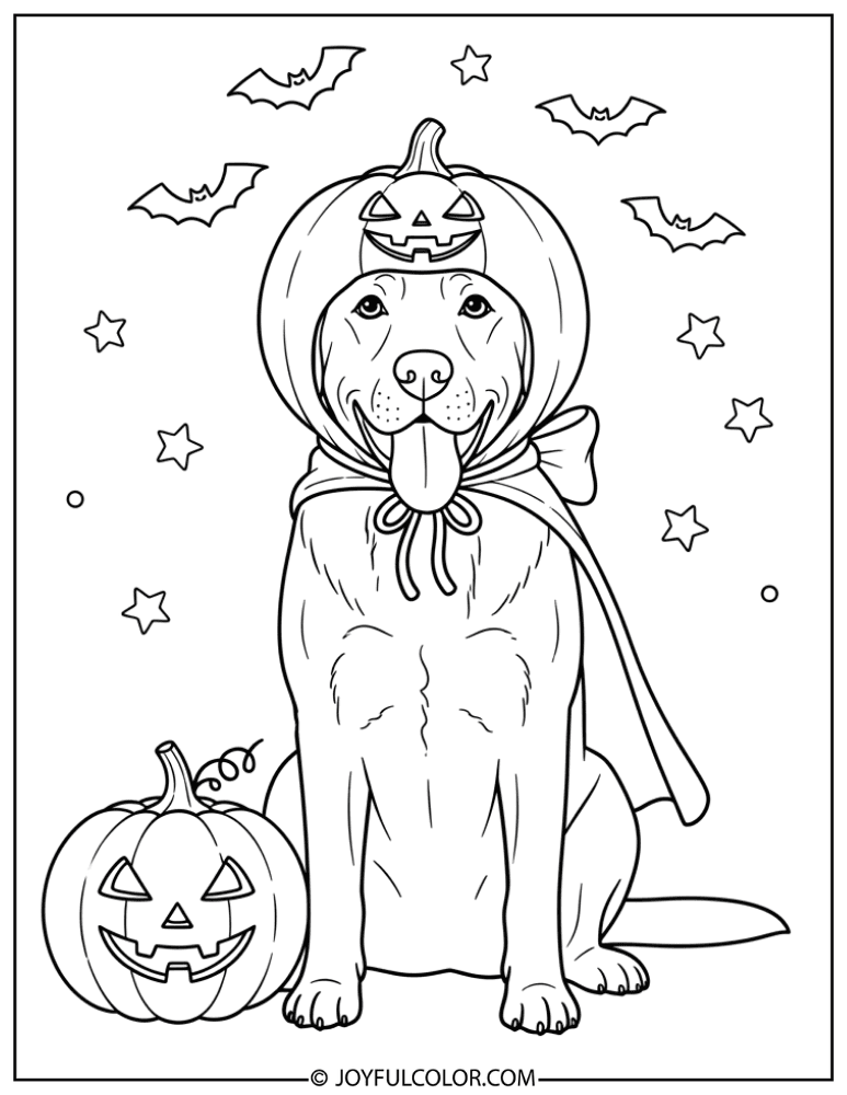 Halloween Lab Dog Costume Coloring Page