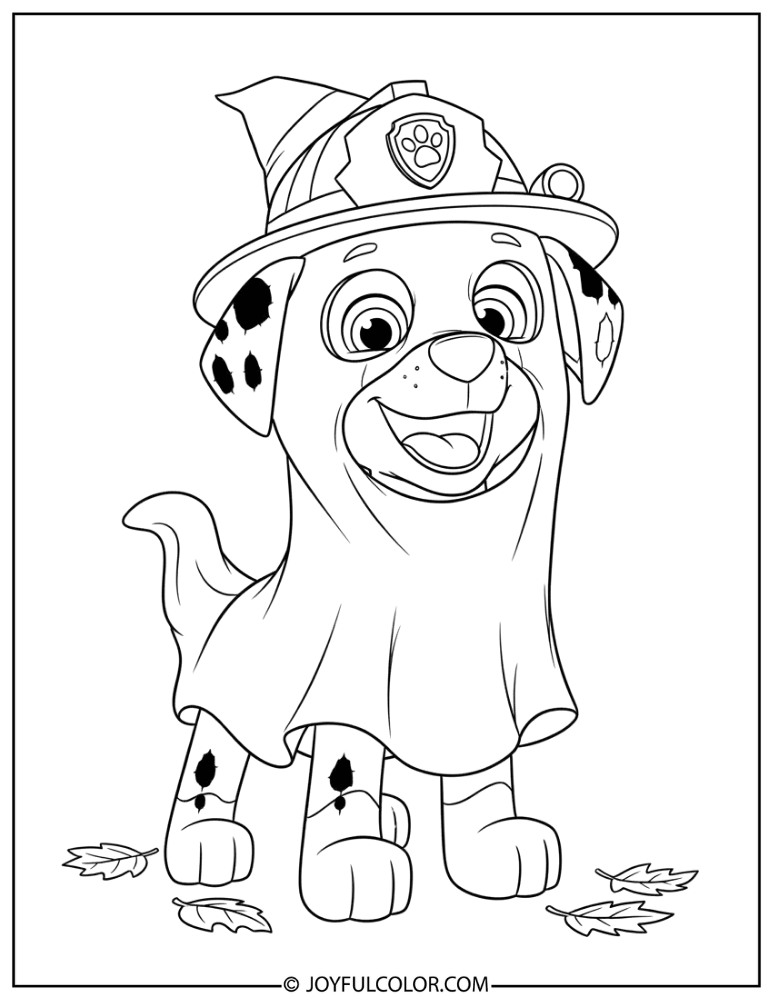 Halloween Marshall in Costume Coloring Page