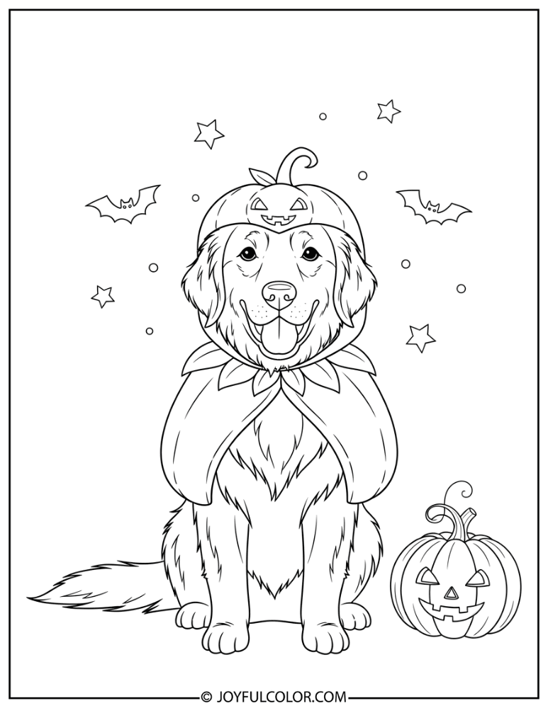 Halloween Retriever Costume Coloring Page