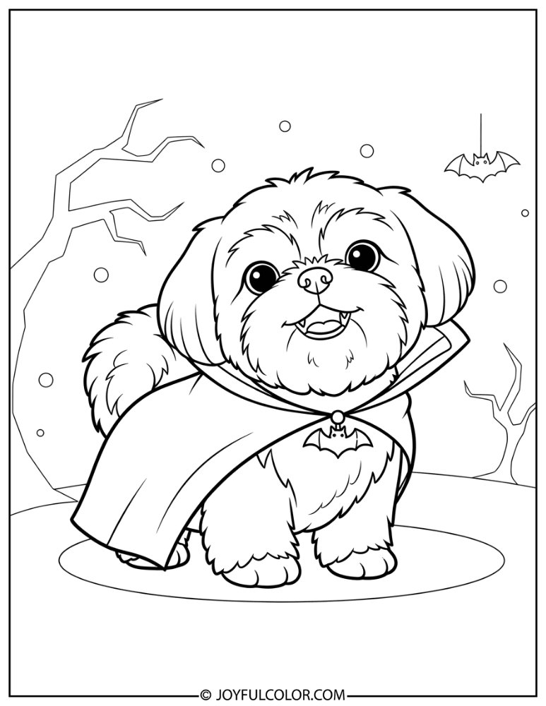 Halloween Shih Tzu Costume Coloring Page