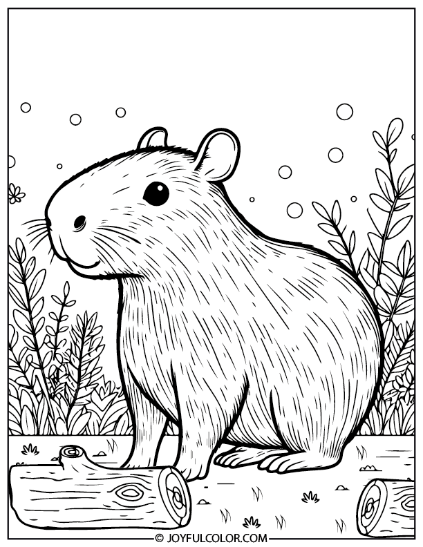 Capybara Playing Coloring Page