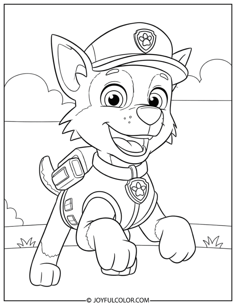 Happy Cartoon Rocky Coloring Page