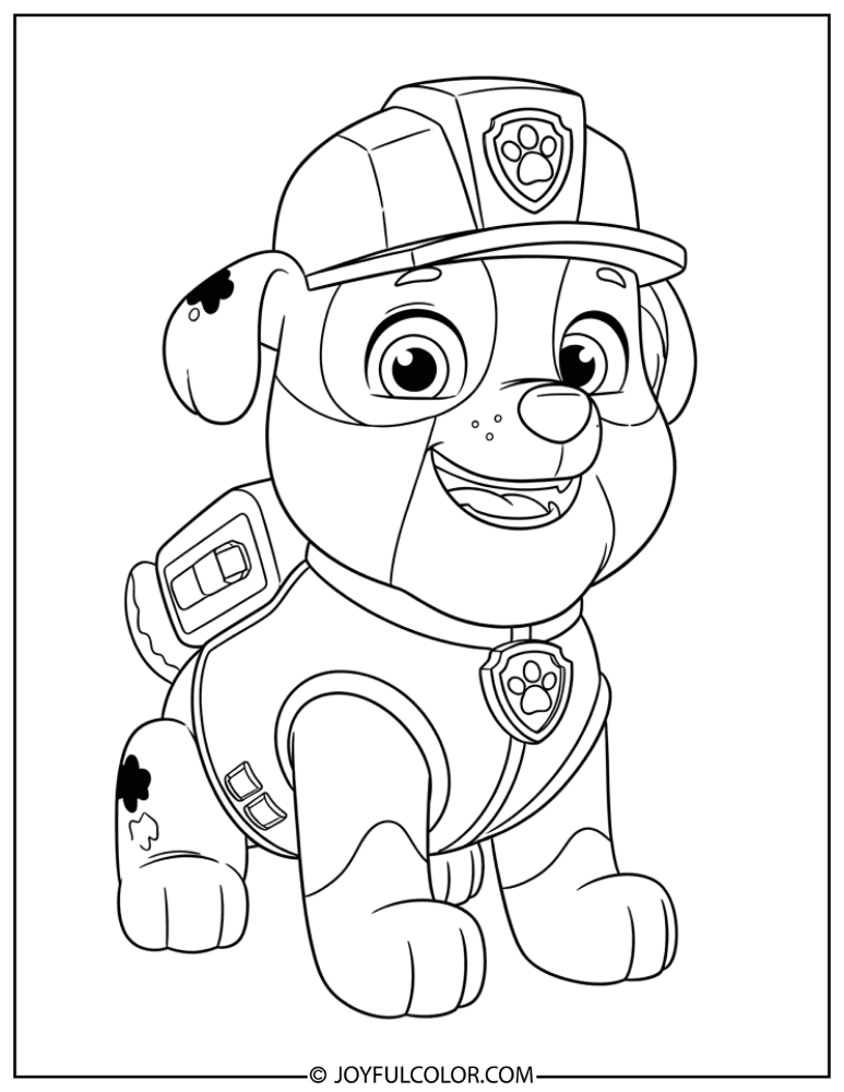 Happy Cartoon Rubble Coloring Page