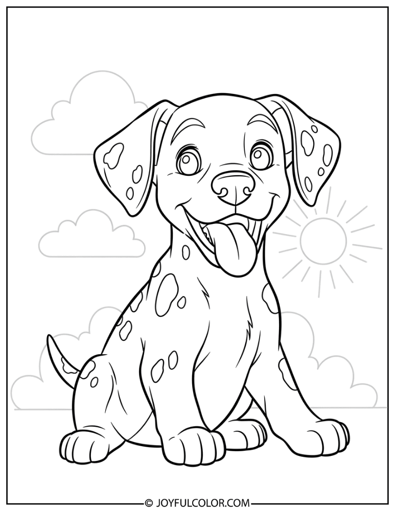 Happy Dalmatian Puppy Coloring Page