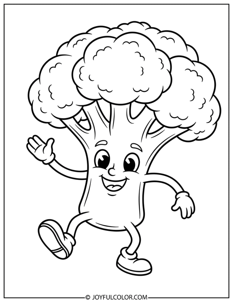 Happy Dancing Broccoli Coloring Page