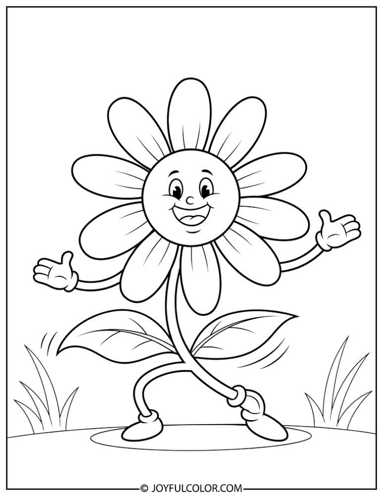 Happy Dancing Daisy Coloring Page