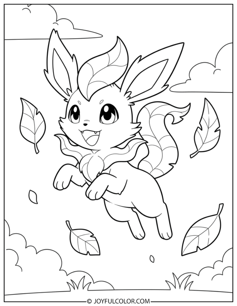 Happy Leafeon Coloring Page