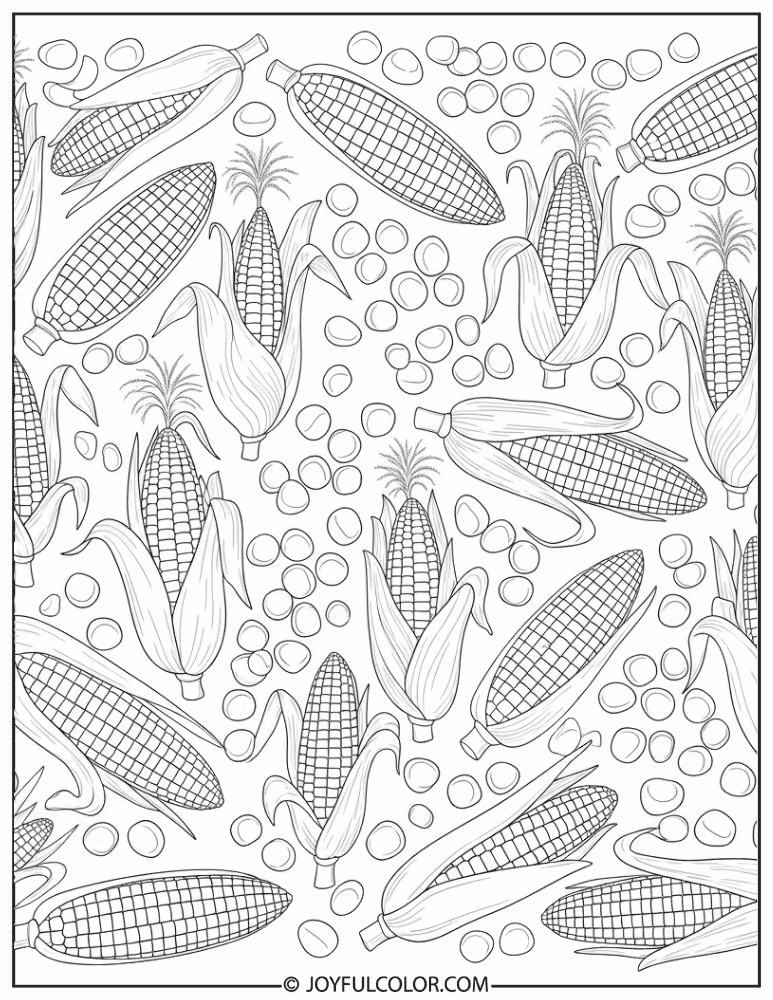 Harvest Corn Pattern Coloring Page