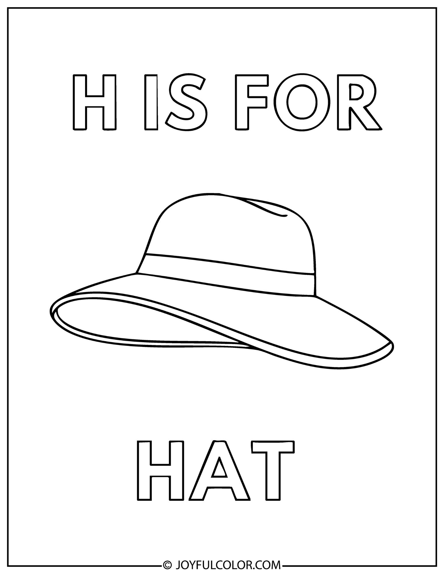 Hat and Horse Letter H Coloring Page