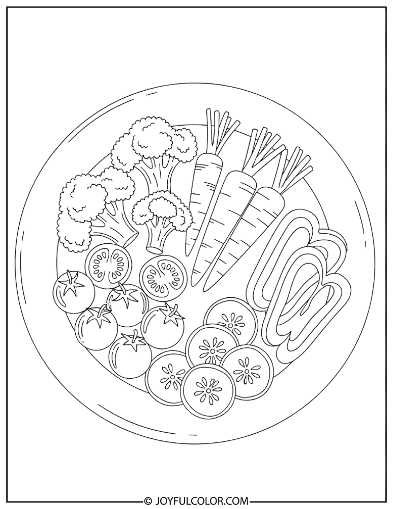 Healthy Vegetable Plate Coloring Page