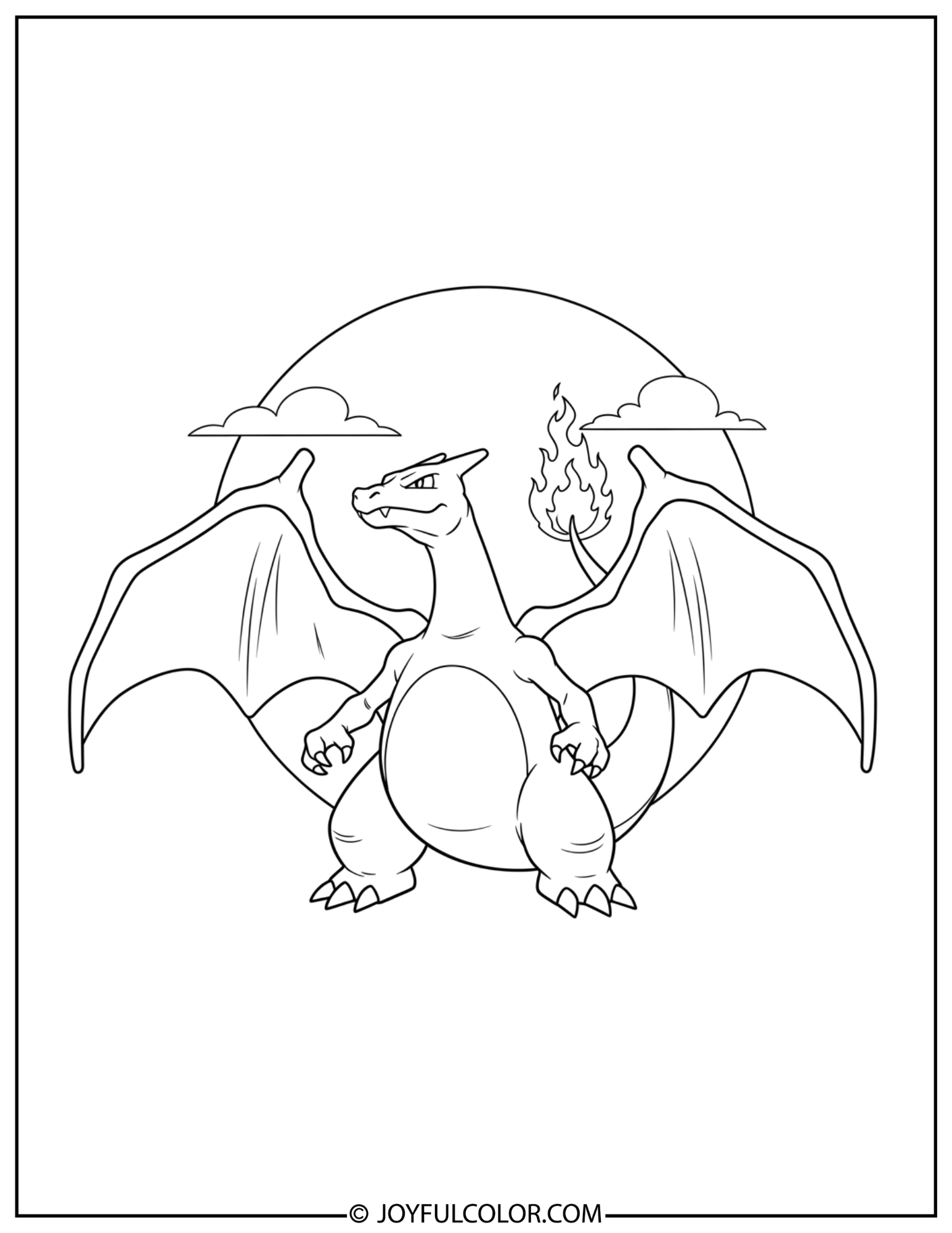 Heroic Charizard Stand Coloring Page