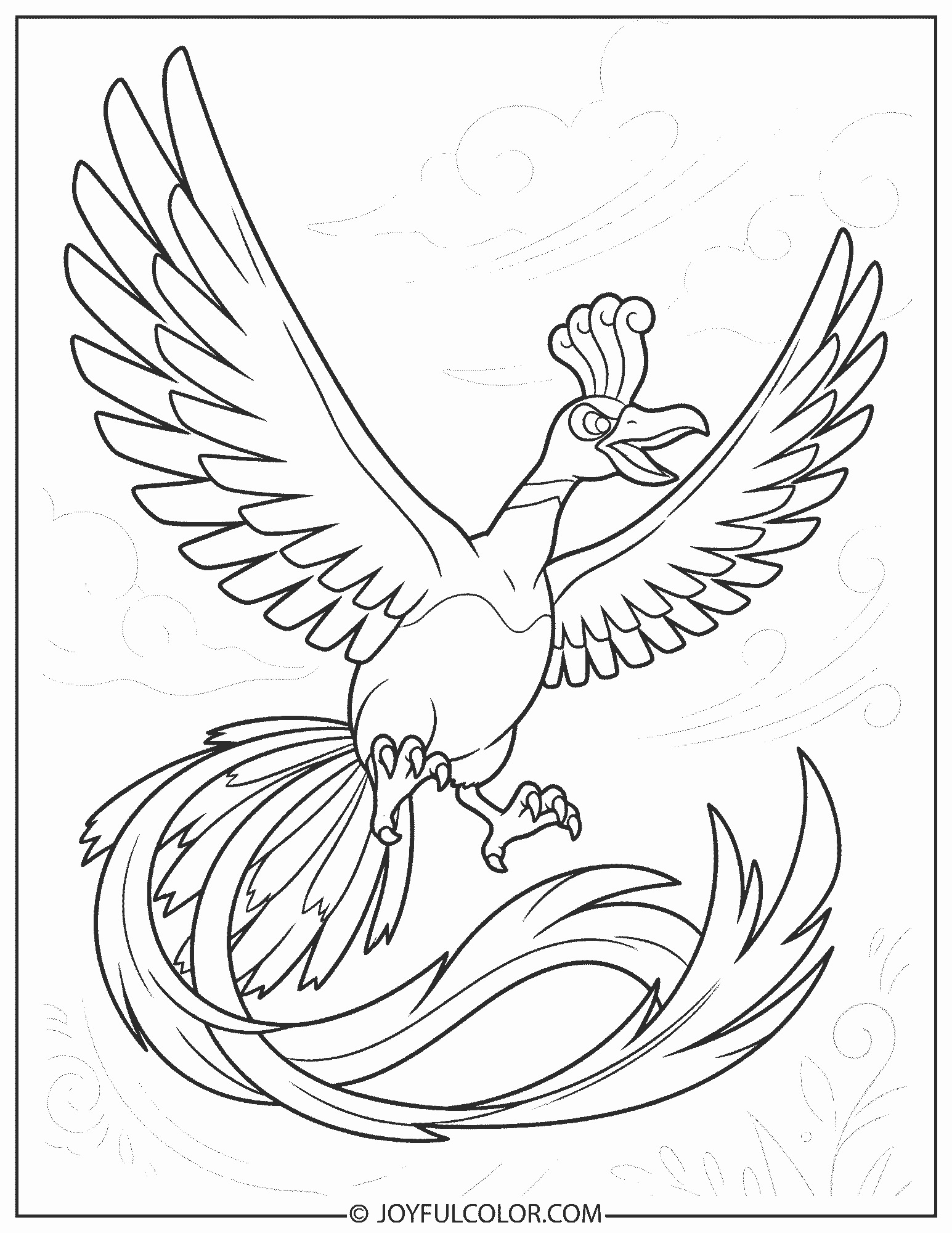 Ho-Oh Flying Coloring Page