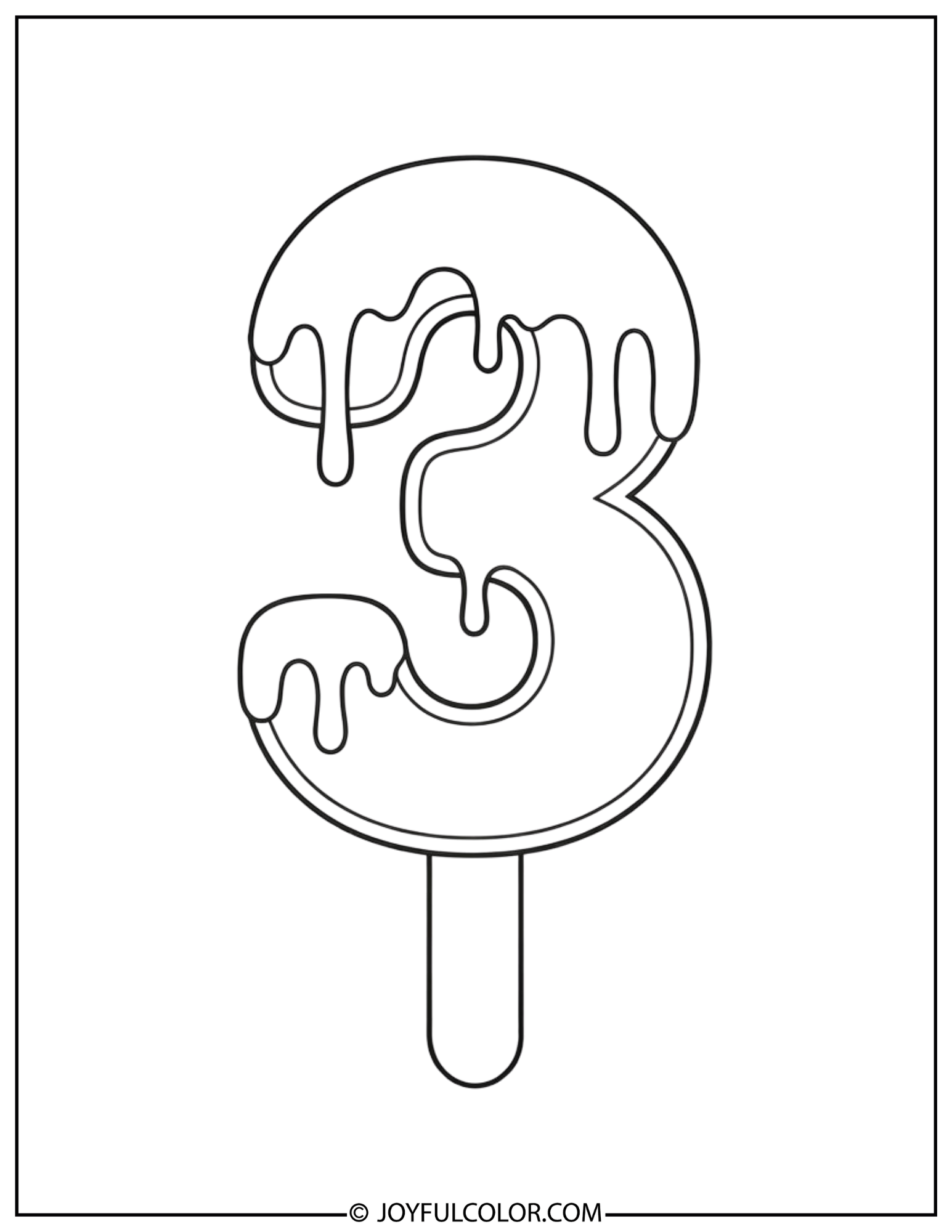 Ice Cream Number 3 Coloring Page