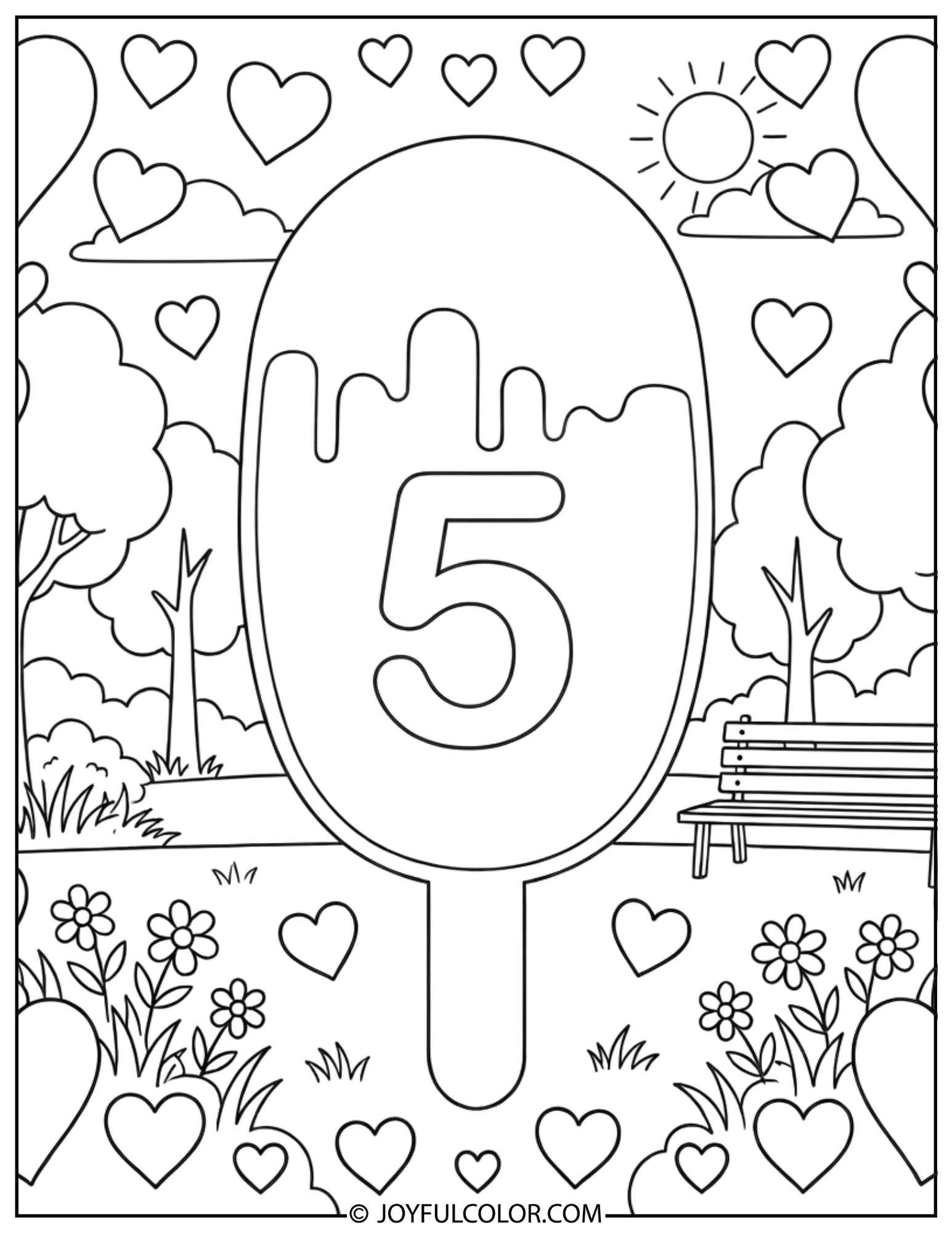 Ice Cream Number 5 Coloring Page 2