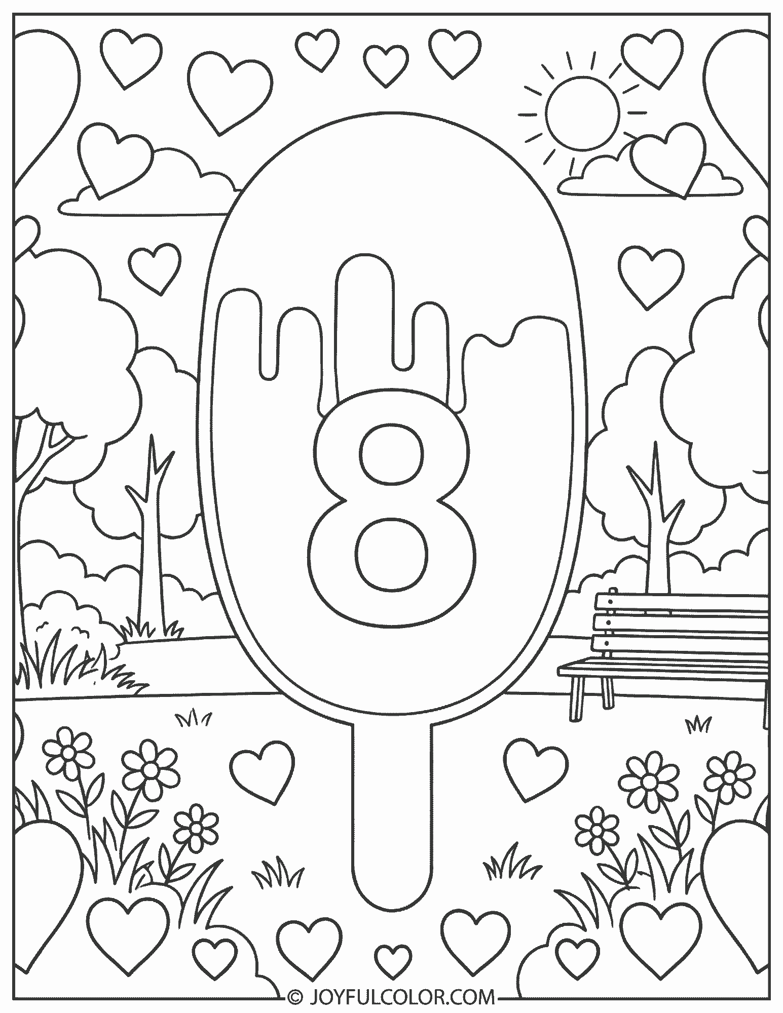 Ice Cream Number 8 Coloring Page