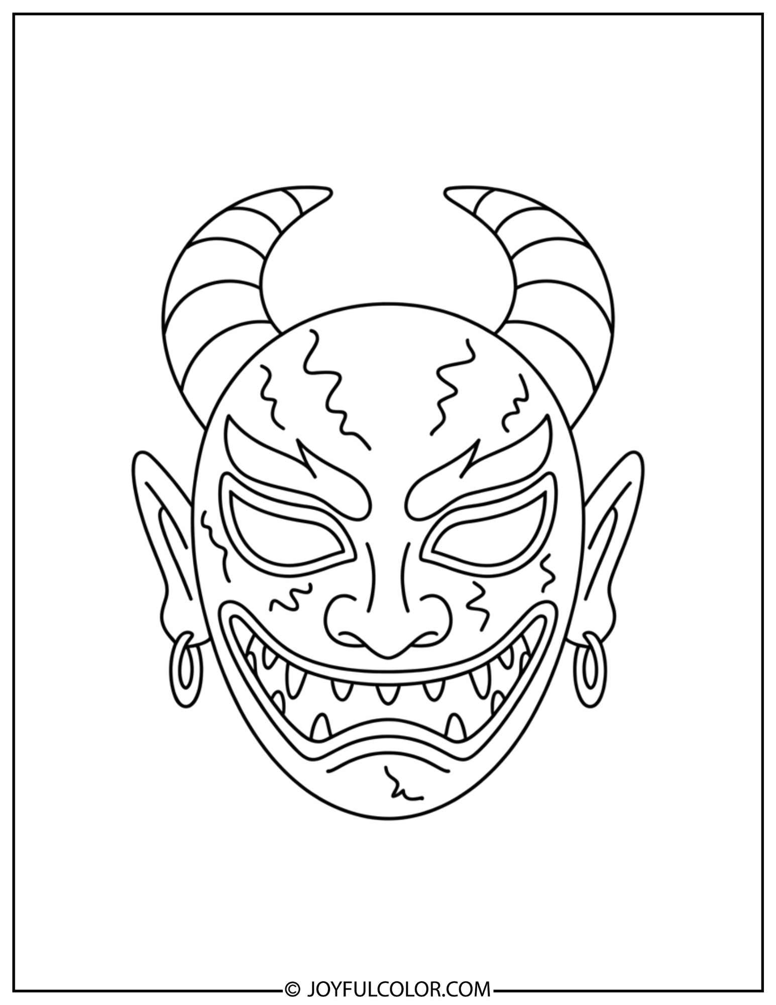 Idol with Demon Mask Coloring Page