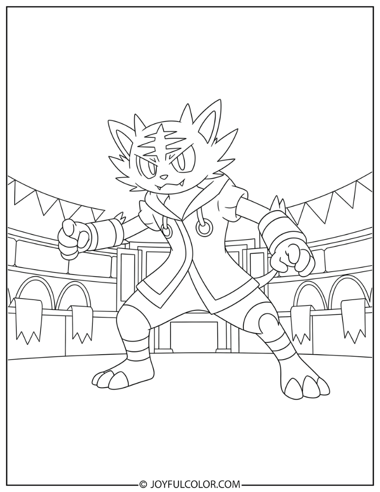 Incineroar Attack Coloring Page