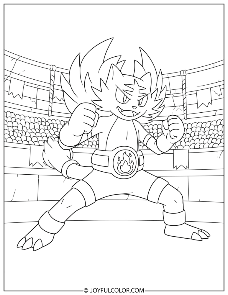 Incineroar Fighting Stance Coloring Page