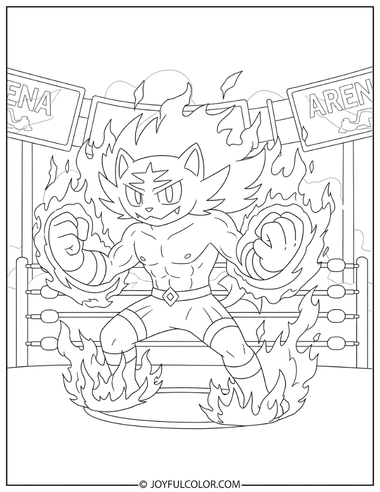 Incineroar Fire Aura Coloring Page