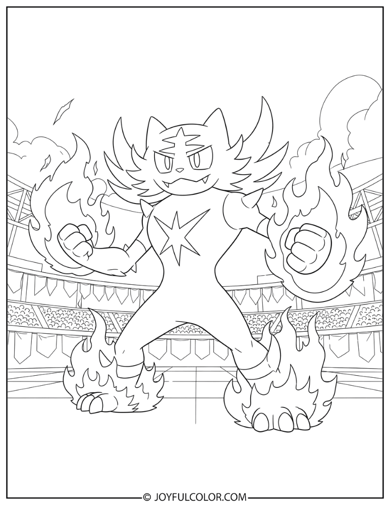 Incineroar Flames Coloring Page