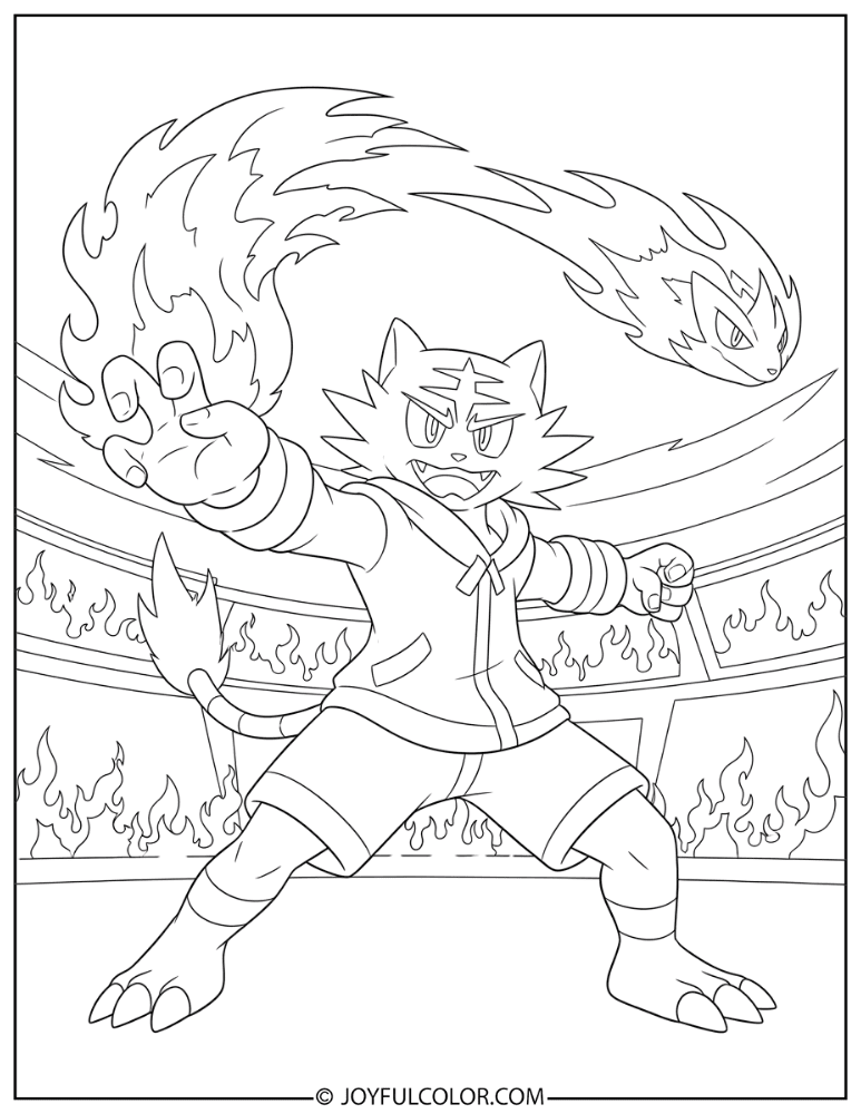 Incineroar Flare Blitz Coloring Page