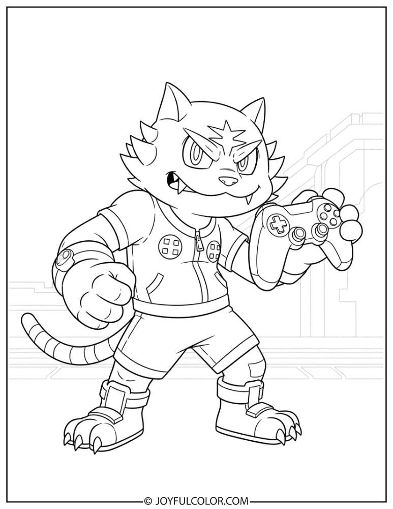 Incineroar Gaming Coloring Page