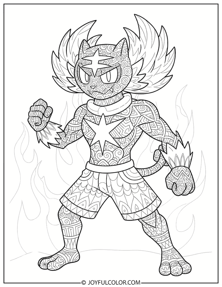 Incineroar Zentangle Coloring Page