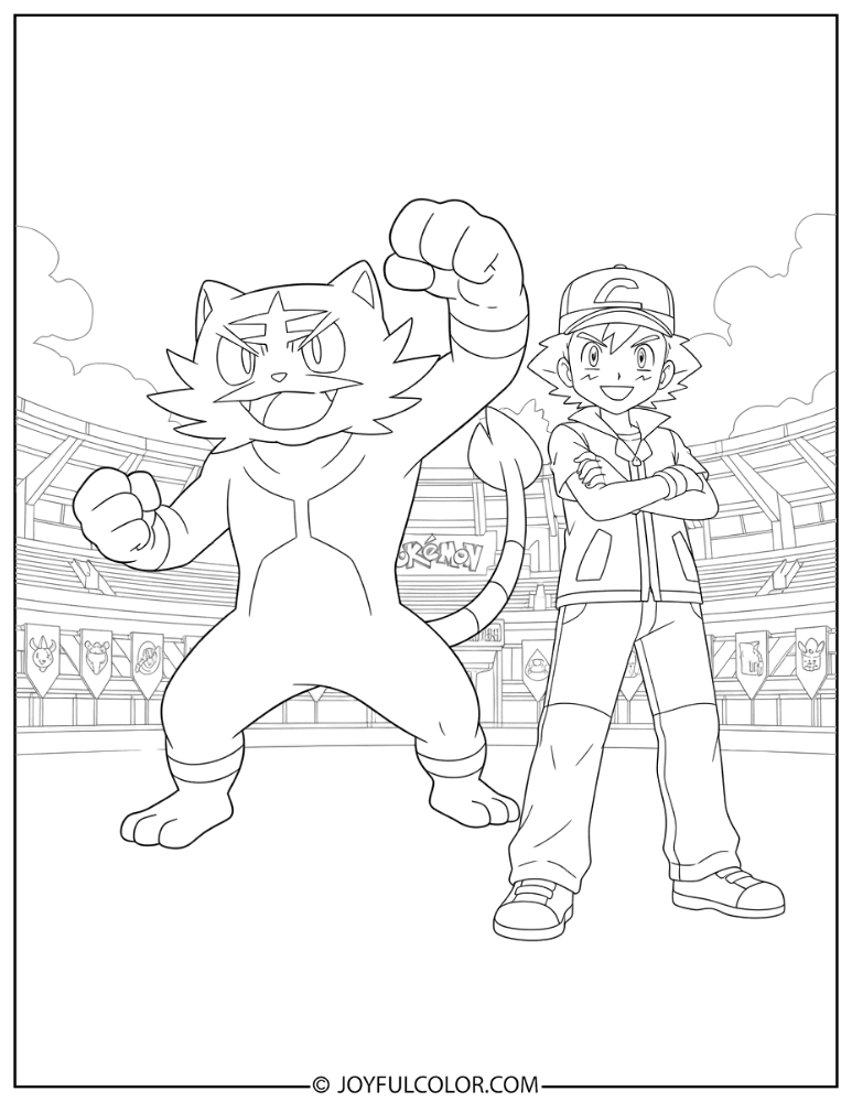 Incineroar and Ash Coloring Page