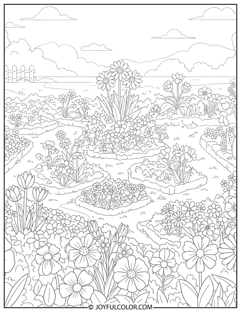 Intricate Garden Design Coloring Page